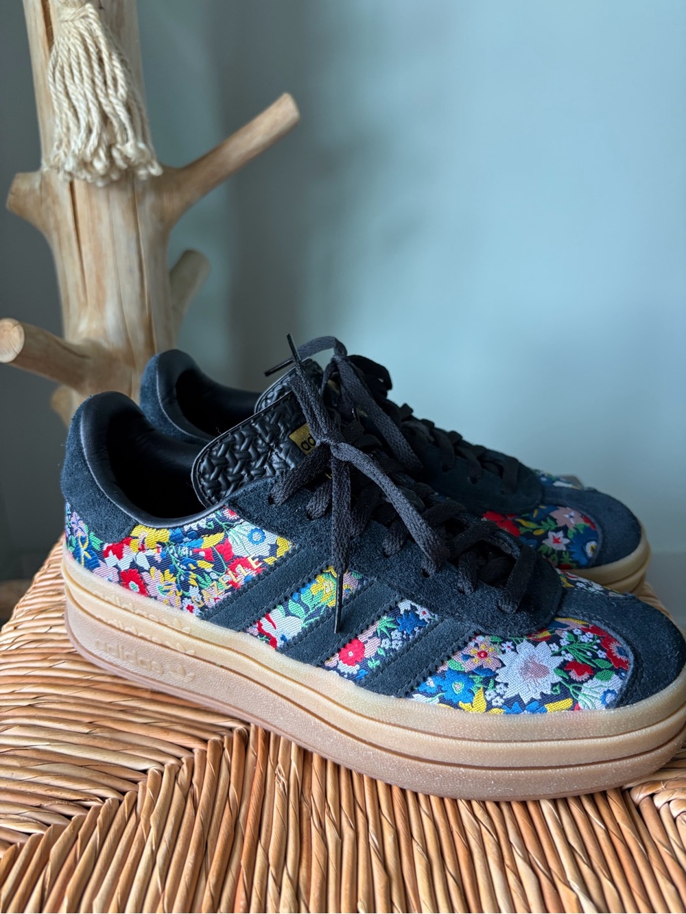 adidas Liberty London Women’s Floral Suede Sneakers - Black & Multicolor - Picture 3 of 7